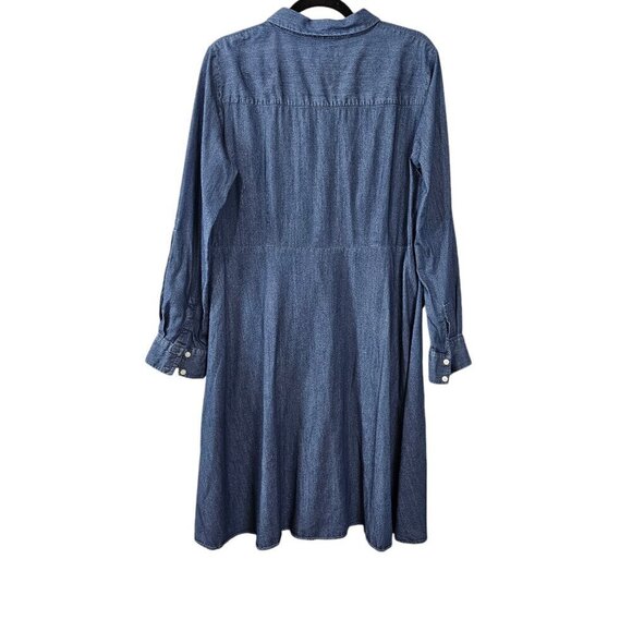 Tommy Hilfiger Long Sleeve Chambray Button Front Knee Length Shirt Dress - Picture 6 of 7